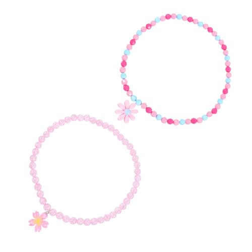 SHERCHPRY 2 Stück Acryl Halskette Sonnenblume Kirschblüte Anhänger Beaded Necklace für Mädchen Bunte Langlebige Perlen Schmuck Modisch Alltagsschmuck von SHERCHPRY