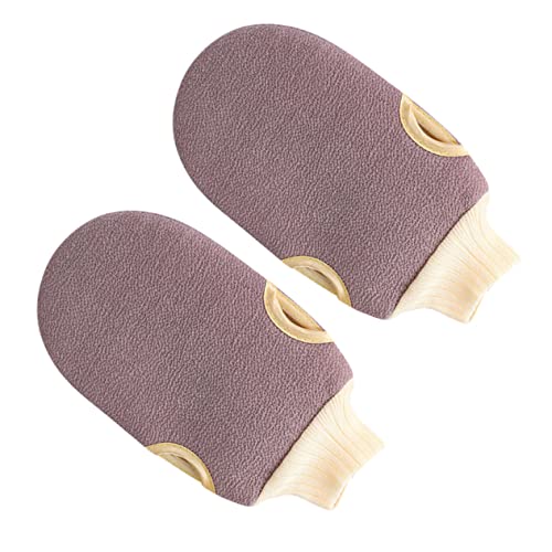 SHERCHPRY 2 Stück Badehandschuhe für Duschpeeling handtücher Peelinghandschuhe Körperwäscher Duschwäscher für den Körper exfoliating mitt for body Schrubbhandschuhe Coffee von SHERCHPRY