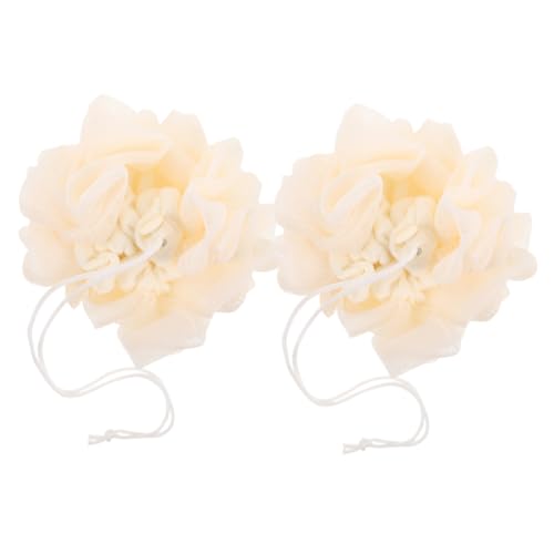 SHERCHPRY 2 Stück Badetuch Dual-side-seifenbeutel Dual-side-peeling Ball Duschpeeling Peeling Tragbarer Seifenbadkugel Doppelseitiges Bad Seifenschonerbadkugel Reise-badeball Handtuch Beige von SHERCHPRY