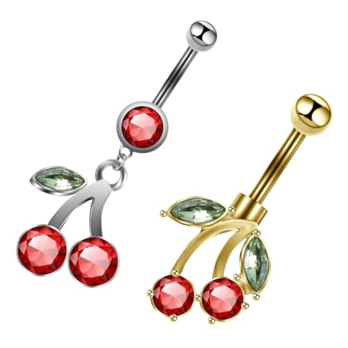 SHERCHPRY 2 Stück Bauchnabelringe Mode Bauchnabelpiercings mit Funkelnden Ziersteinen Hypoallergenes Design für Frauen als für Familie und Freunde von SHERCHPRY