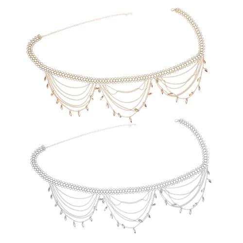 SHERCHPRY 2 Stück Boho Taillenkette Damen Hüftkette Ethno Mehrlagig Metall Bauchkette Sommer Body Schmuck für Kleider Jeans Strand Outfits von SHERCHPRY