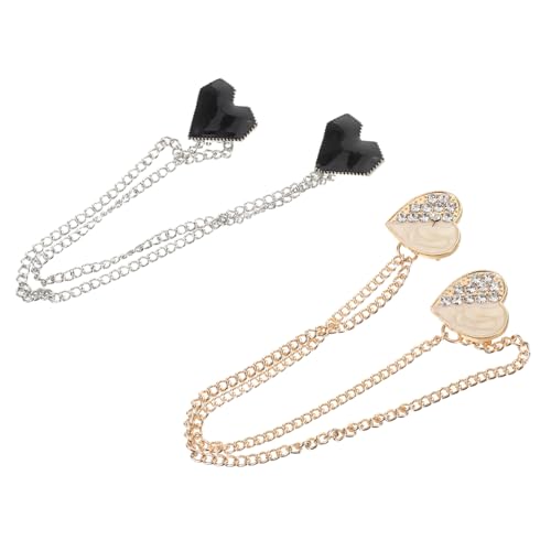 SHERCHPRY 2stücke Strassfransen Brosche Mit Hängenden Ketten Anzugnadel Für Damen Quastenkettenbrosche Reversnadel-accessoires Kragenbrosche Für Herren Strickjackenkragenclip von SHERCHPRY