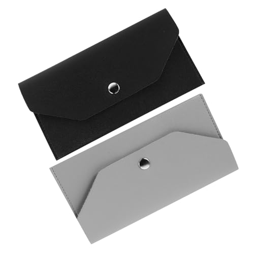 SHERCHPRY 2 Stück Damen Geldbörse PU Kompakt Münzfach Kartenhalter Schlank Portemonnaie Tragbar für Alltag Reise Schwarz von SHERCHPRY