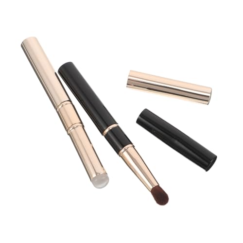 SHERCHPRY 2 Stück Dualkopf Lippenpinsel aus Weichem Silikon mit Abdeckung Gold-schwarzes Design Präzise Applikation und Sanftes Verblenden Tragbares Makeup-tool für Lippenstift Gloss Lip von SHERCHPRY
