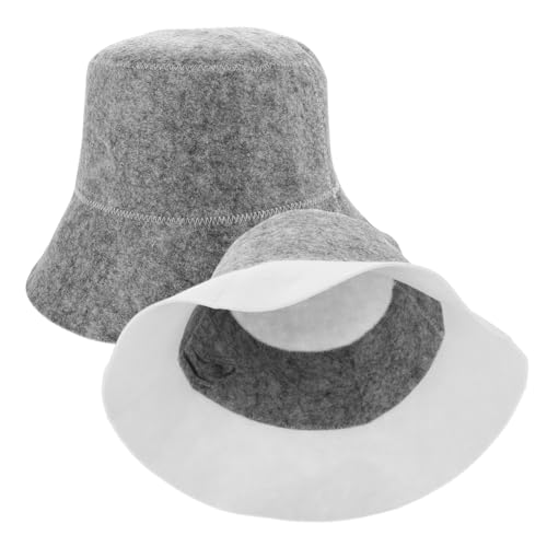 SHERCHPRY 2 Stück Filz Saunahut für Damen und Herren Isolierende Hitzebeständige Kopfbedeckung Leichtes Weiches Material Vielseitig für Sauna Bad und Reisen Modischer Eimerhut und Weiß von SHERCHPRY