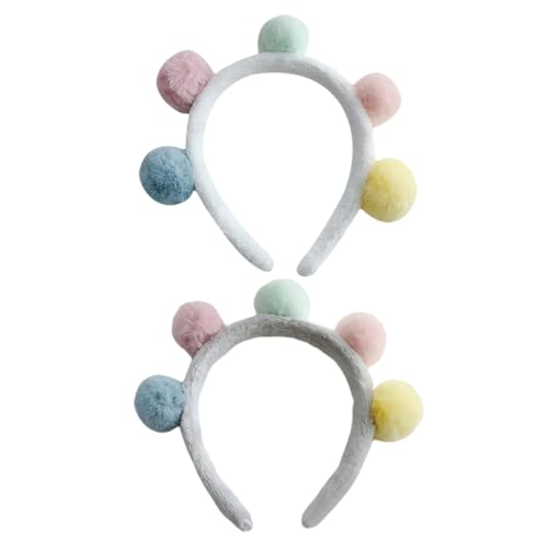 SHERCHPRY 2stücke Flauschiges Pompon Ball Haarband Für Mädchen Buntes Stirnband Zum Waschen Der Gesichts Halloween Und Weihnachten Aus Leichtem Hautfreundlichem Material Geeignet Für von SHERCHPRY