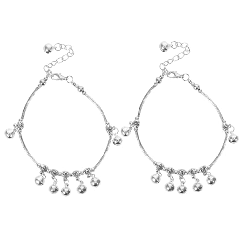 SHERCHPRY 2 Stück Fußkettchen Für Damen – Ethno Glocken Fußkettchen Bauchtanz Fußkette Barfußschmuck Boho Sandalen Strandkette Für Hochzeitsbühnenauftritte Und Übungen von SHERCHPRY