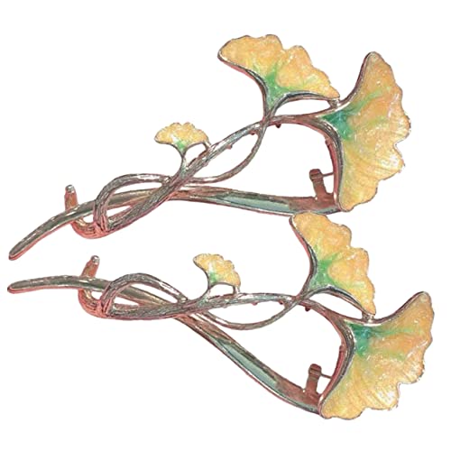 SHERCHPRY 2 Stück Ginkgo Blatt Haarclip blatt haarbrötchen halter Haarschmuck für Frauen Clips kleiner Haarnadelgriff Haarklammern Blatthaarspangen für Frauen Blatt-Haarknoten-Clip Legierung von SHERCHPRY