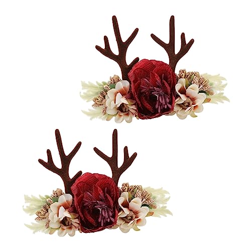 SHERCHPRY 2 Stück Haarschmuck Haarbänder mit Blumen und Geweih Design Accessoire für Festliche Anlässe Leicht und Langlebig für Süße Fotos und Partys von SHERCHPRY