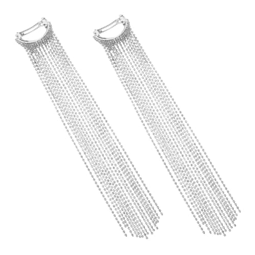 SHERCHPRY 2stücke Haarspangen Mit Strasssteinen Und Langen Quastenketten Haar-accessoires Für Damen Brautschmuck Nachtclub Haarstyling von SHERCHPRY
