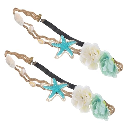 SHERCHPRY 2stücke Seestern Blumen Stirnband Kopfbedeckung Haar Zubehör Für Damen Hochzeit Boho Party Strand Party Frauen Every Age Halloween Weihnachten Accessoires von SHERCHPRY