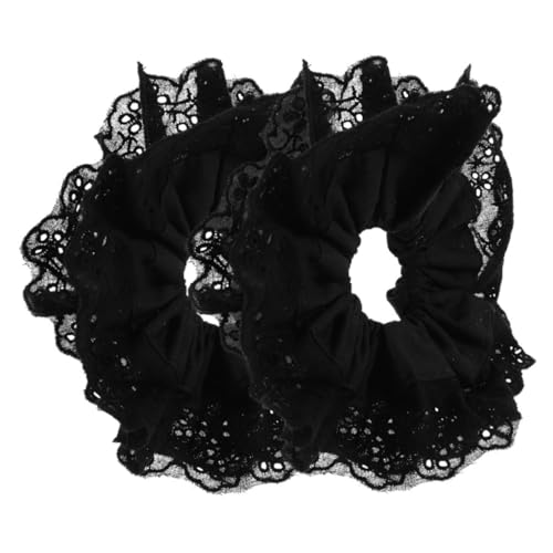 SHERCHPRY 2stücke Dicke Haargummis Mit Spitzen-pferdeschwanzhalter Große Weiche Haargummis Für Frauen Und Kleinkinder Mädchen Haar-accessoires Aus Polyester von SHERCHPRY