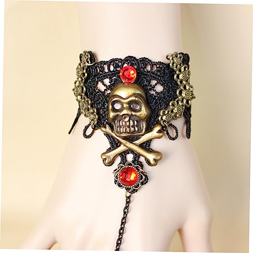 SHERCHPRY 2 Stück Halloween Piratenschmuck Armband mit Schwarzer Spitze Handgefertigte Skull Hand Chain Leichtes Gothic Accessoire für Damen Party und Kostüm Perfektes Halloween SHERCHPRY 2 Stück Halloween Piratenschmuck Armband mit Schwarzer Spitze Handgefertigte Skull Hand Chain Leichtes Gothic Accessoire für Damen Party und Kostüm Perfektes Halloween von SHERCHPRY