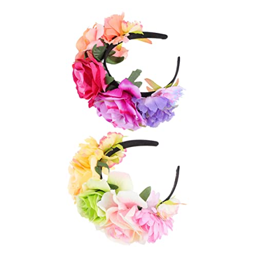 SHERCHPRY 2stücke Rosen Design Stirnband Emuliertes Rosen Stirnband Party Dekoratives Zartes Cosplay Haar Accessoire Simulation Tuch Stirnbänder von SHERCHPRY