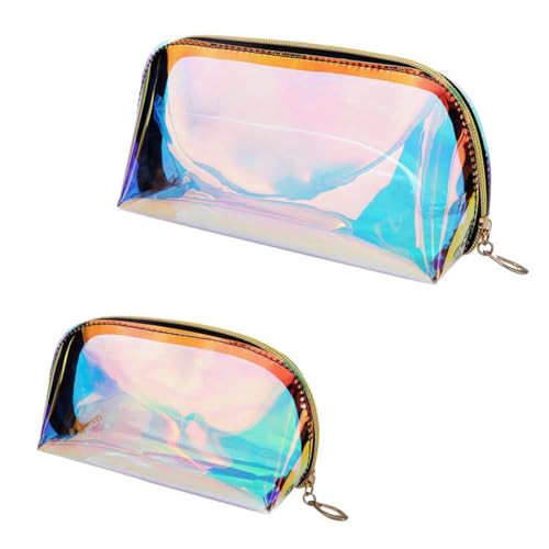 SHERCHPRY 2 Stück Iridescent Kosmetiktaschen wasserdichte TPU Reisetaschen für Kosmetik Transparentes Design für Damen und Herren Klein und Groß von SHERCHPRY