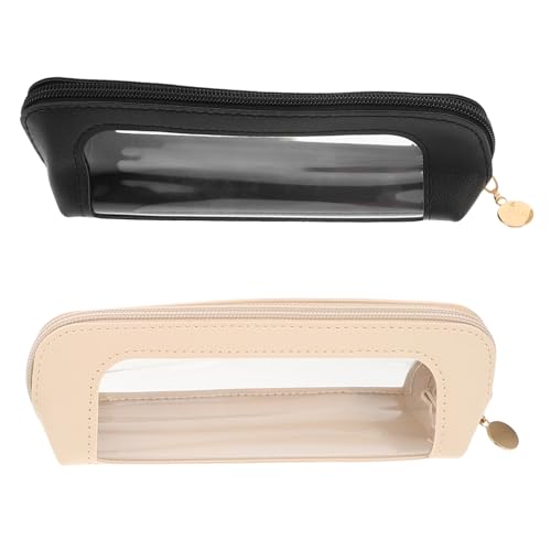 SHERCHPRY 2 Stück Kosmetiktasche Transparent PU Make Up Pinsel Organizer Reiseetui Handlich Leicht Kosmetik Aufbewahrungstasche Tragbar für Makeup Pinsel und Tools von SHERCHPRY