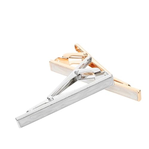 SHERCHPRY 2 Stück Krawattenklammern Herren aus Metall mit Muschel Design Einsetzbar für Business Party und Bankett Robuste und Stilvolle Halter für Schmale Krawatten Gold und Silber von SHERCHPRY