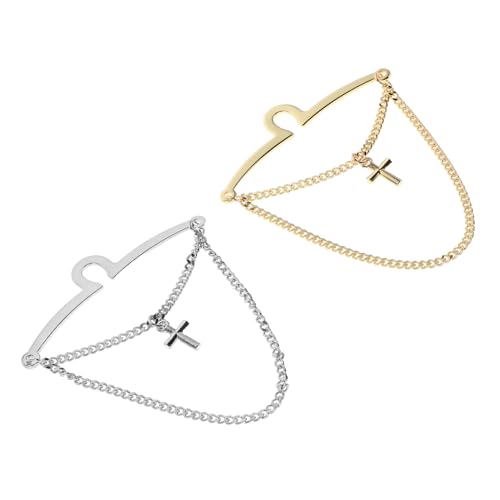 SHERCHPRY 2 Stück Krawattenklammern Kreuz Design Kupfer Krawattenkette Herren Business Hochzeit Metallclip Strapazierfähige Anti-rutsch Krawattenaccessoires für Anzug und Festliche Anlässe von SHERCHPRY