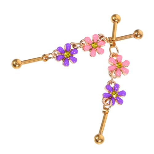 SHERCHPRY 2 Stück Leichte Hautfreundliche Legierung Ohrknorpelstecker mit Floralem Design Hypoallergen Komfortabel für Damen Ohrpiercing Schmuckstücke von SHERCHPRY