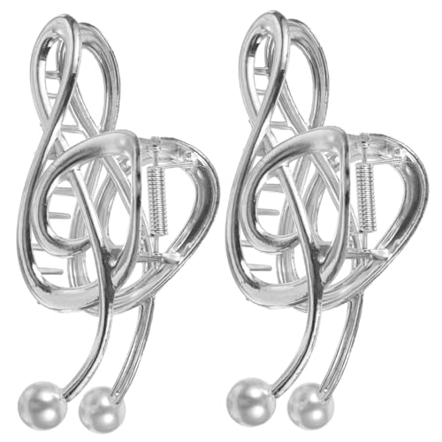 SHERCHPRY 2stücke Perlen Haarklammer Mit Musiknoten-design Große Haarspange Aus Metall Für Frauen Stabil Und Langlebig Geeignet Für Dickes Haar Und Verschiedene Anlässe von SHERCHPRY