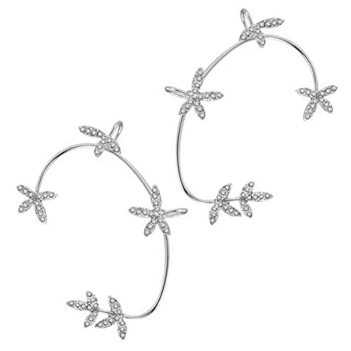 SHERCHPRY 2 Stück Non Piercing Ohrklemme Damen mit Funkelnden Strass Silberfarbene Legierung Ohrschmuck Ohrringe Komfortabel und Langlebig Geeignet für Jeden Anlass von SHERCHPRY
