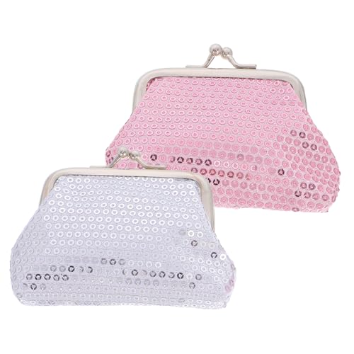 SHERCHPRY 2 Stück Pailletten Kleingeldbörse für Mädchen Mini Geldbeutel mit Kiss-Lock Verschluss Funkelnde Kompakte Münztasche für Kleinkinder für Partys und Kleine Geschenke von SHERCHPRY