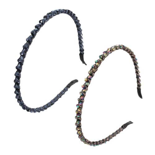 SHERCHPRY 2stücke Damen Tiara Hochzeitskopfschmuck -braut-stirnband Mit Perlen Und Strasssteinen Zarter Haarschmuck Für Party Hochzeit Dunkelblau Dunkelgrün von SHERCHPRY