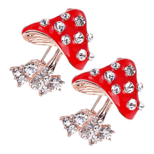 SHERCHPRY 2 Stück Pilz Broschen aus Legierung Glitzernde Cartoon Anstecknadeln Leichte und Robuste Schmuck Deko für Rucksack Hut und Kleidung Verspieltes Design für Damen und Mädchen von SHERCHPRY