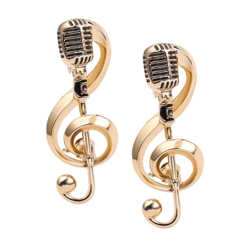 SHERCHPRY 2 Stück Retro Musik Broschen Mikrofon und Musiknote aus Langlebiger Modische Anstecknadeln für Damen Kleidung Rucksack Schmuck Zubehör von SHERCHPRY