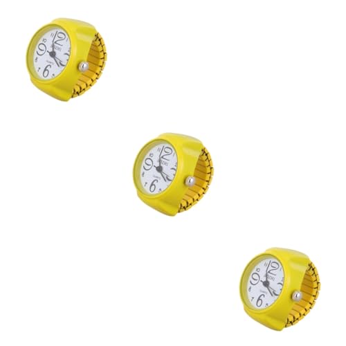 SHERCHPRY 2 Stück Ring Uhren für Frauen Uhr Ringe für Frauen Finger Ring Uhren Mini Ring Uhr Fingeruhr Mini, Gelb x 3 Stück, 2.5*2.5cmx3pcs, 1 von SHERCHPRY
