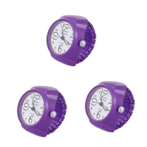 SHERCHPRY 2 Stück Ring Uhren für Frauen Uhr Ringe für Frauen Finger Ring Uhren Mini Ring Uhr Fingeruhr Mini, Violett, 3 Stück, 2.5*2.5cmx3pcs, 1 von SHERCHPRY