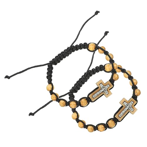 SHERCHPRY 2 Stück Rosary Bracelet für Herren mit Kreuzanhänger Verstellbares Perlenarmband Langlebigem Material Modisches Herrenarmband für Alltag Party und Gebet von SHERCHPRY