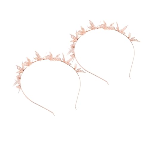 SHERCHPRY 2 Stück Roségoldene Haarreifen mit Schmetterling Metall Haarband für Geburtstagsfeiern und Kostümveranstaltungen Leicht und Langlebig von SHERCHPRY