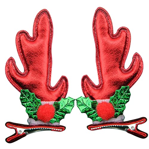 SHERCHPRY 2 Stück Rote Hirschgeweih Haarspangen Weihnachts Haarschmuck für Mädchen Langlebige Haarklammern mit Gutem Festlich Dekorative Haarnadeln für Party und Alltag von SHERCHPRY