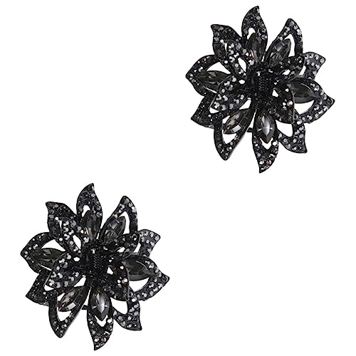 SHERCHPRY 2 Stück Schwarze Haarklammer mit Strassblumen Kleine Robuste Haarspange für Damen Modischer Haarclip für Dickes und Vielseitiger Haarschmuck für Alltag und Party von SHERCHPRY