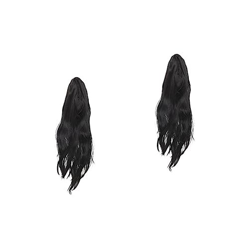 SHERCHPRY 2stücke Lange Schwarze Geisterperücke Für Halloween Cosplay Und Kostümpartys Unisex Synthetisches Haar Für Gruselige Auftritte Und Festivals von SHERCHPRY
