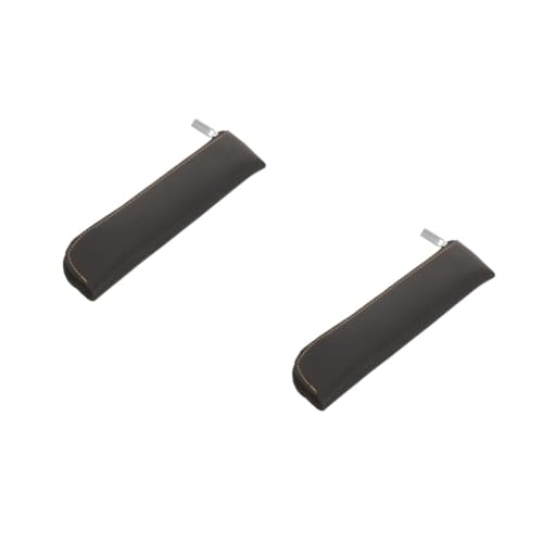 SHERCHPRY 2 Stück -Stiftspeicherbeutel klein schützend Stiftbeutel Multifunktional Stifthülsen Etui Stifthaltertasche Bleistift- und Markerfälle einzelne Federtasche Leder Schwarz von SHERCHPRY