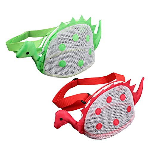 SHERCHPRY 2stücke Mädchen Strandtaschen Dinosaurier Und Rote Mesh Aufbewahrungstaschen Für Muscheln Spielzeug Und Strandzubehör Leicht Und Strapazierfähig Für Sommer Am Strand von SHERCHPRY