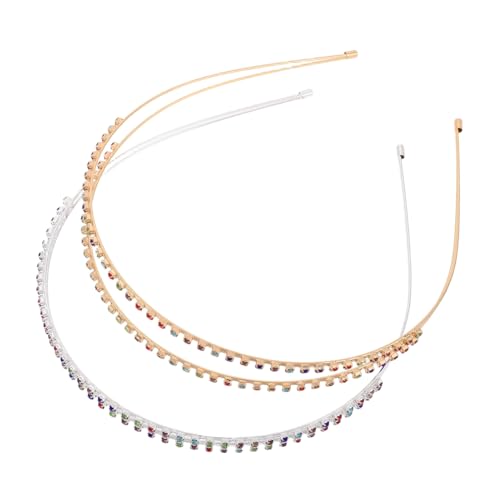 SHERCHPRY 2stücke Doppellagiges Strass-stirnband Für Damen Funkelnde -haarspangen Mit Schmucksteinen Haardekoration Für Hochzeiten Partys Und Alltag von SHERCHPRY