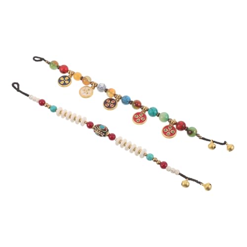 SHERCHPRY 2 Stück Teiliges Beaded Bracelet Ethnischer Stil Handgefertigt Natürliche Steinperlen Armband Leichtes Buntes Vintage Schmuck für Frauen Mädchen Festivals Sommer Strand Boho von SHERCHPRY
