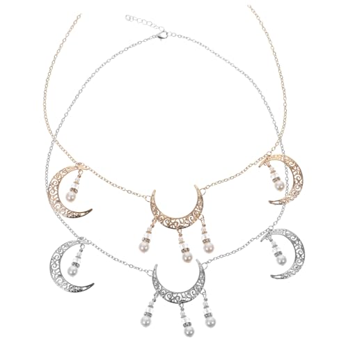 SHERCHPRY 2stücke Boho Stirnkette Mit Vintage Mond Anhänger Für Frauen Als Kopf Kette Haar Schmuck Zubehör von SHERCHPRY
