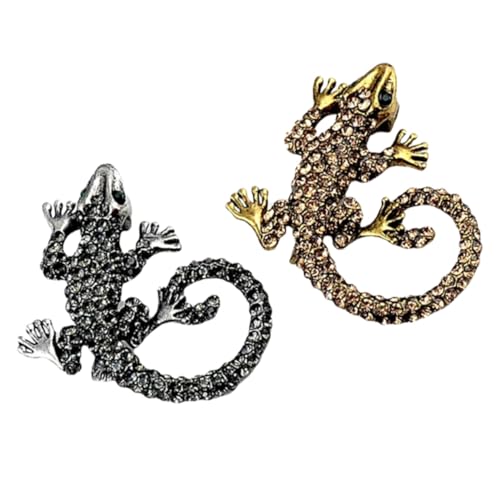 SHERCHPRY 2 Stück Teiliges Gecko Form Broschen aus Legierung Anstecknadeln für Jacken Vielseitige Mode Schmuckaccessoires Passend für Mäntel Hemden Pullover und Schals von SHERCHPRY