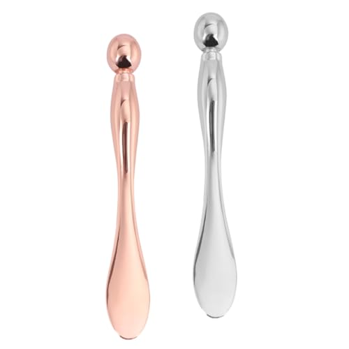 SHERCHPRY 2 Stück Teiliges Gesichtspflege Werkzeug mit Löffel und Massage Ende Edelstahl Gesichtscreme Spatel und Augen Massage Stab Hautfreundlich Ergonomisch Geformt für Hauttypen von SHERCHPRY