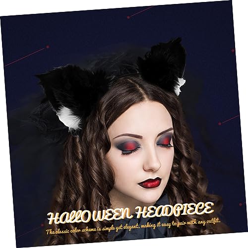 SHERCHPRY 2 Stück Teiliges Katzenohren Stirnband Halloween Cosplay Haarreif für Frauen Leichter Bequemer Klassisches Design Vielseitiges Party Accessoire für Kostüm und Alltag von SHERCHPRY