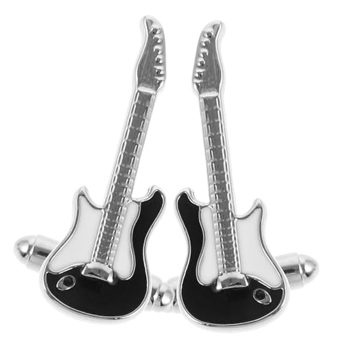 SHERCHPRY 2 Stück Teiliges Manschettenknopf aus Messing Dekorative Gitarrenform Kleine Herren Hemd Manschettenknöpfe Robuste Glatte Oberfläche Vielseitig für Hemden Anzüge Uniformen von SHERCHPRY