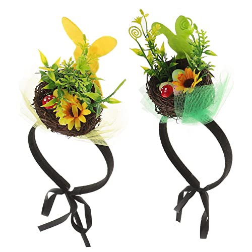 SHERCHPRY 2 Stück Teiliges Ostern Haarreif mit Verstellbarem Band Hasenohren Vogelnest und Eier Deko Niedlicher Kopfschmuck für Mädchen für Party Cosplay und Festtagsoutfits von SHERCHPRY