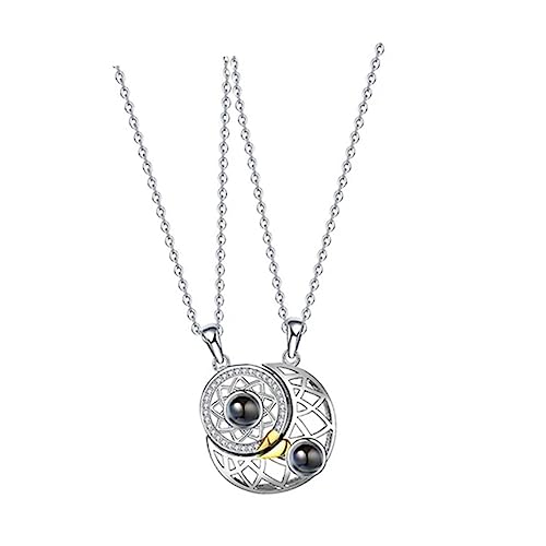 SHERCHPRY 2 Stück Teiliges Partnerhalsketten mit Magnetverschluss Sonne und Mond Anhänger Liebesketten für Verstellbare Leichte Ketten für Ihn und Sie Symbolische Verbindung und von SHERCHPRY