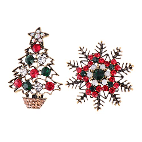 SHERCHPRY 2 Stück Teiliges Retro Weihnachtsbroschen mit Bunten Diamanten Modisches Accessoire für Kostüme für Weihnachtsfeiern und Festliche Anlässe von SHERCHPRY