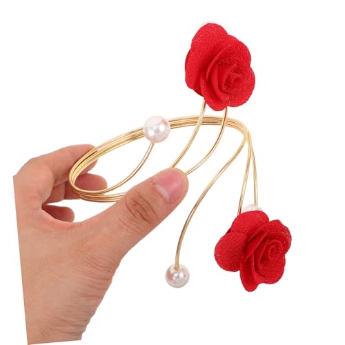 SHERCHPRY 2stücke Blumen-armreif Für Damen Aus Metall Verstellbares Offenes Armband Mit Perlen-blumenmotiven Oberarm-armreif Für Partys Und Hochzeiten Schmuck Für Frauen von SHERCHPRY