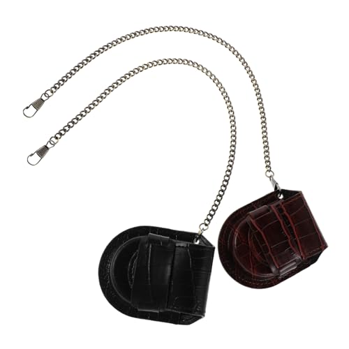 SHERCHPRY 2 Stück Teiliges Vintage PU Taschenuhren-etui mit Kette Retro Pocket Watch Pouch für Herren und Damen Stilvoller Schutz und Sichere Aufbewahrung Vielseitig Nutzbar von SHERCHPRY